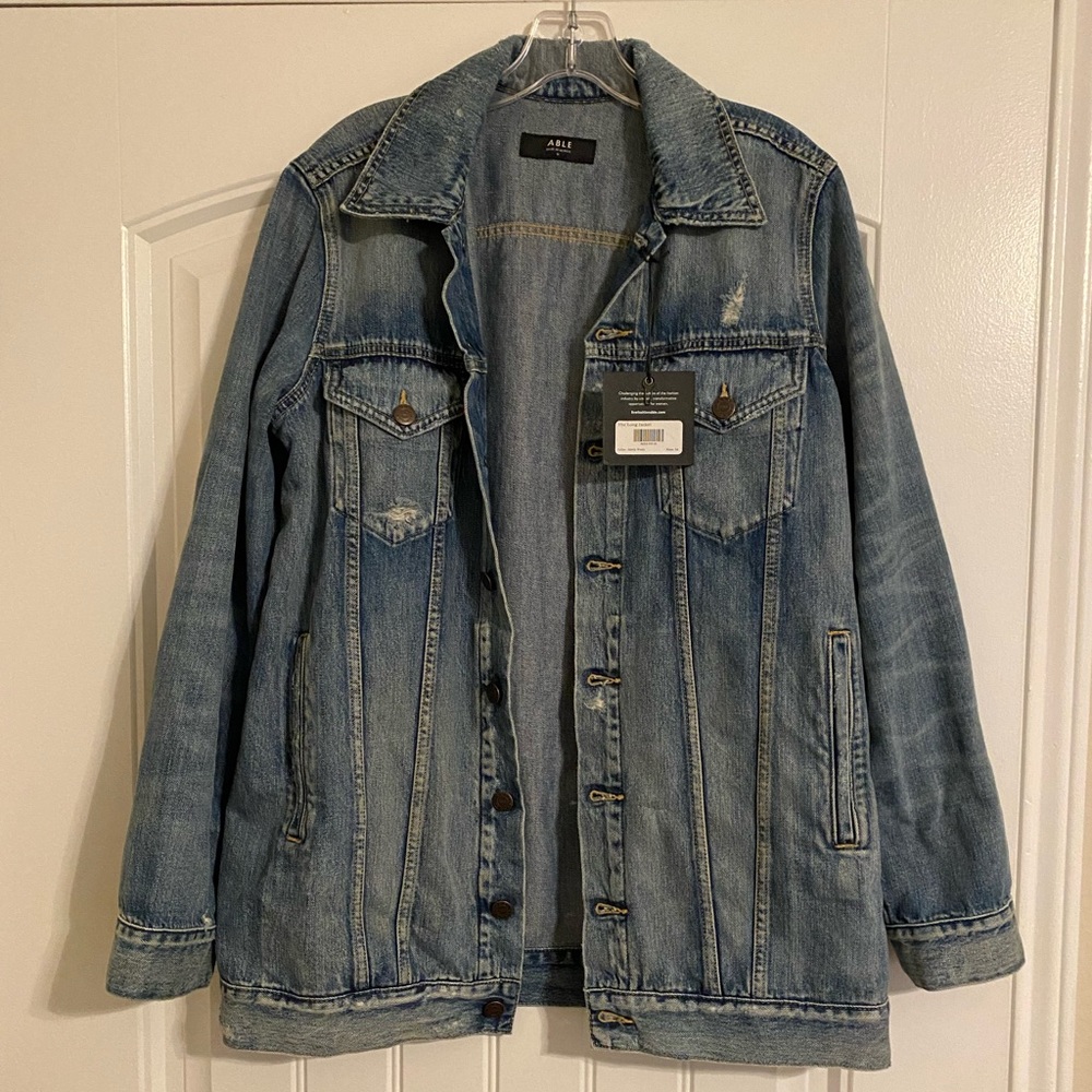 ABLE The Long denim jacket distressed